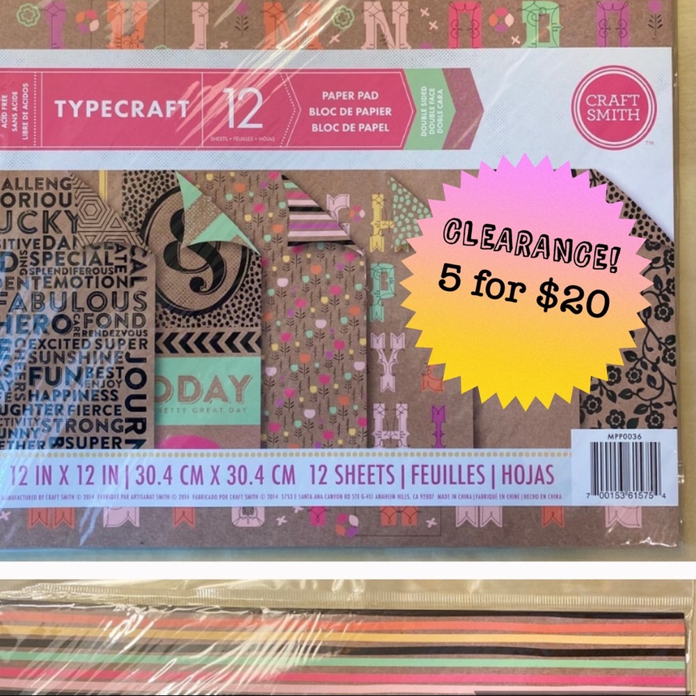 💝12 x 12 Paper Pad, Scrapbook Sheets-Craft Smith
